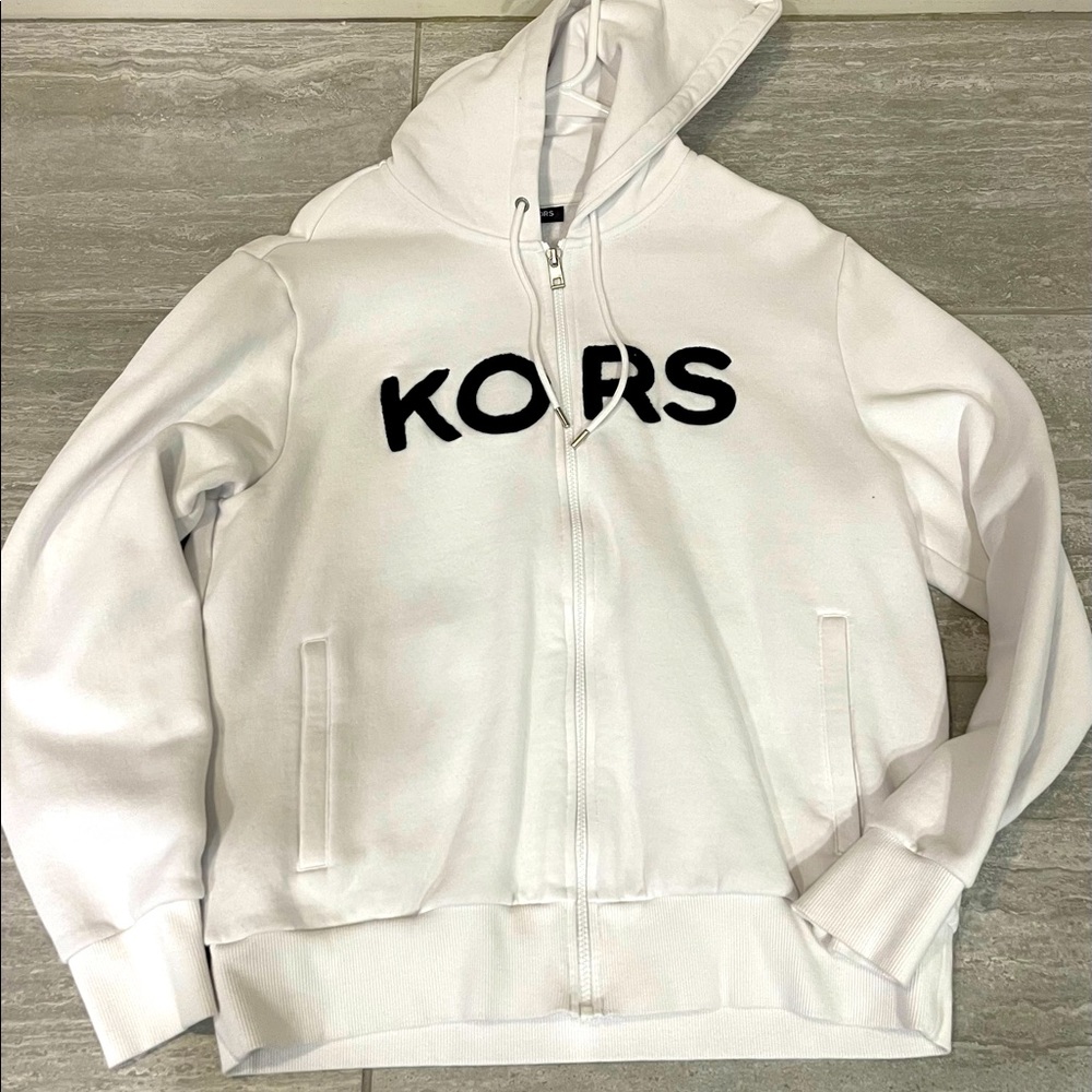 Men’s Michael Kors White Full Zip Hoodie size Large